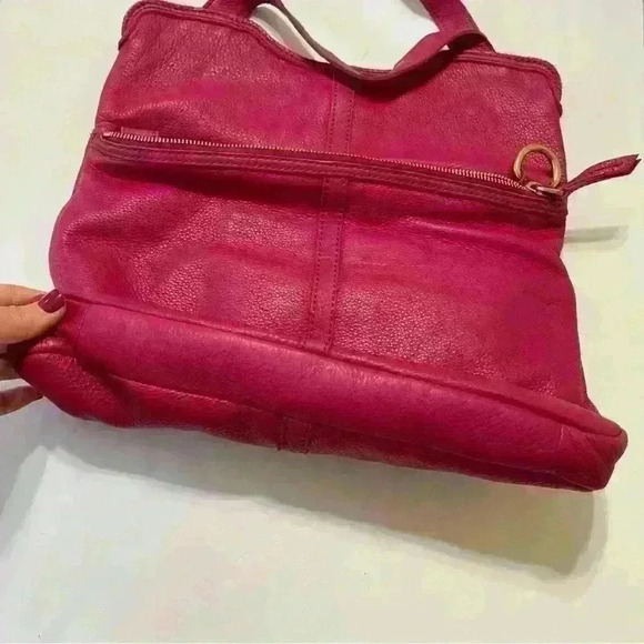Fossil Women's Medium Burgundy Leather Designer Cross Body Bag Multiple Pockets - Picture 12 of 12